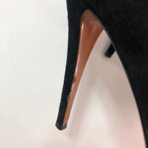 Gucci Black Suede Peep Toe Platforms Size 39 - Picture 3 of 9